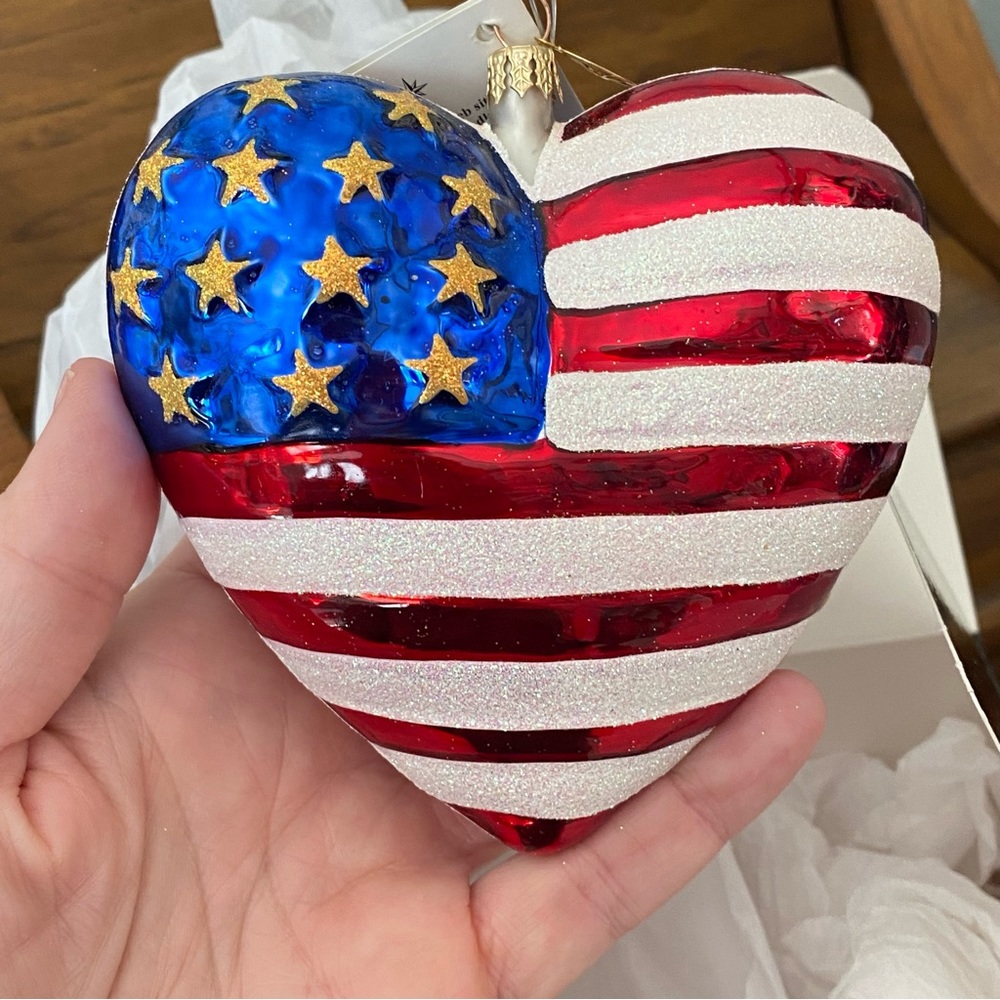 Christopher Radko "Brave Heart" Patriotic Christmas Ornament glass